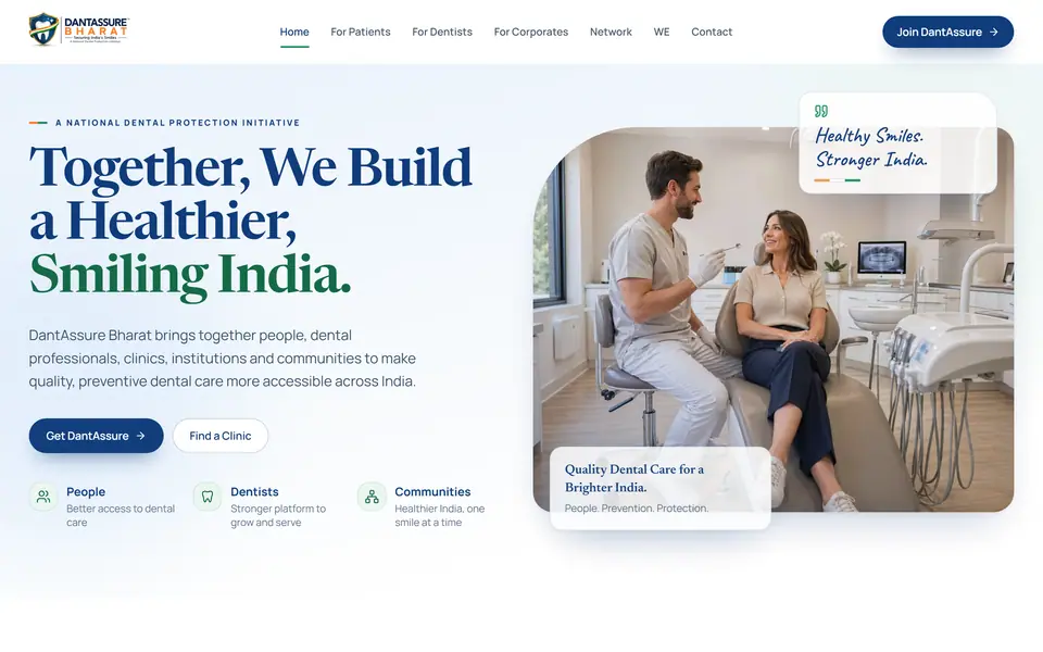 DantAssure Bharat homepage on desktop