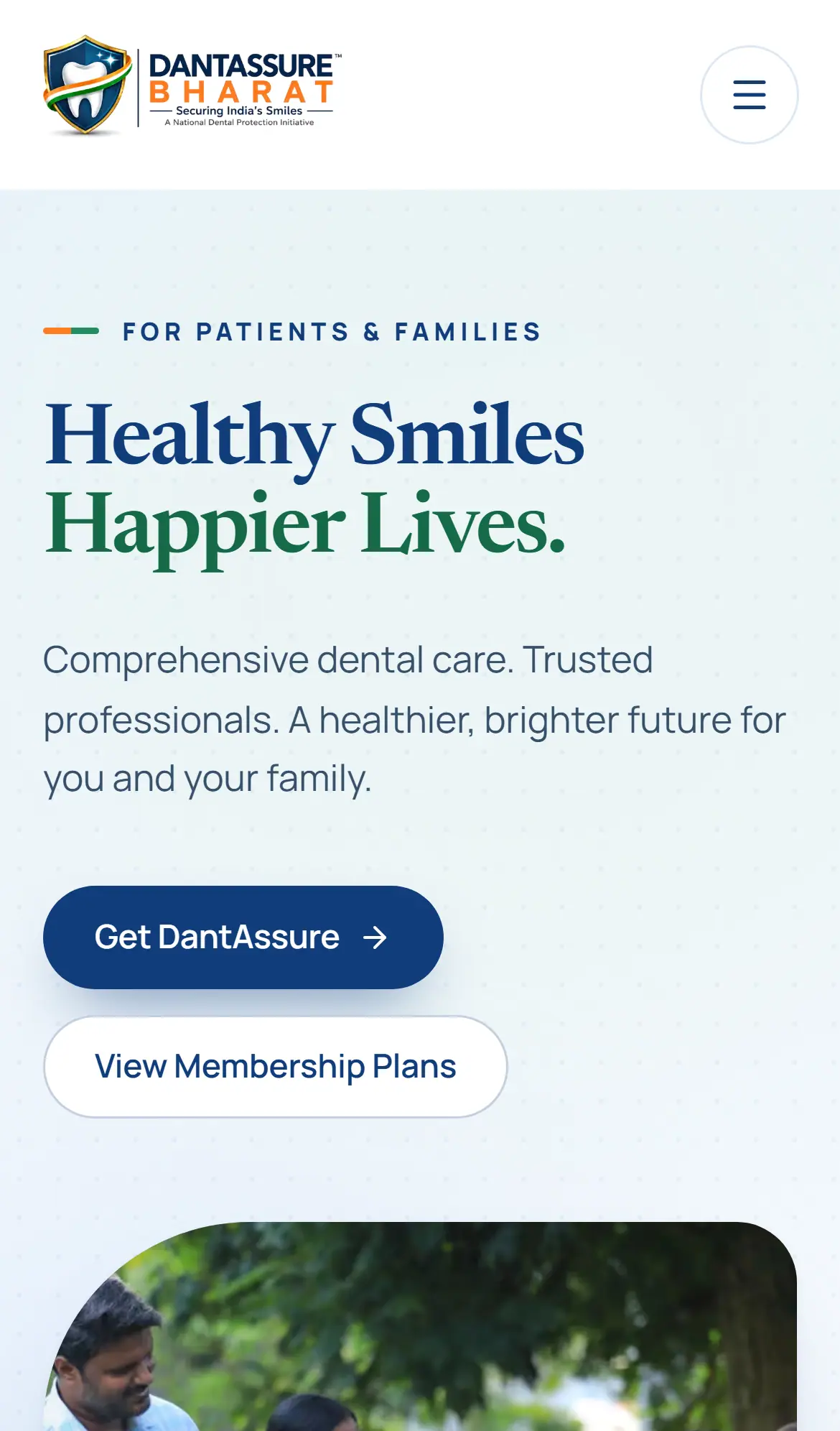 DantAssure Bharat patients page on a phone